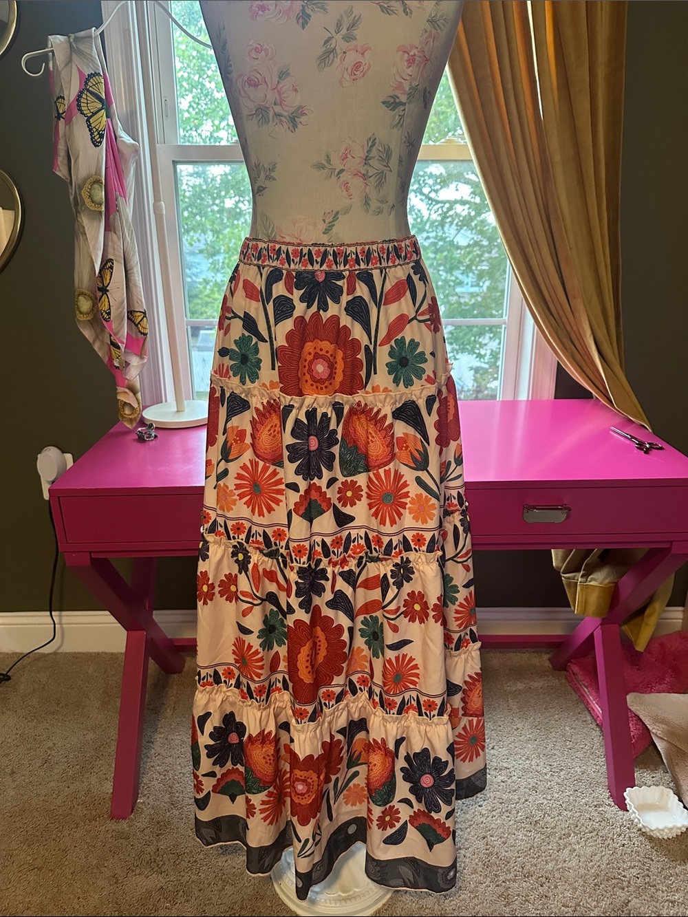 Floral Tiered Maxi Skirt - Multicolor